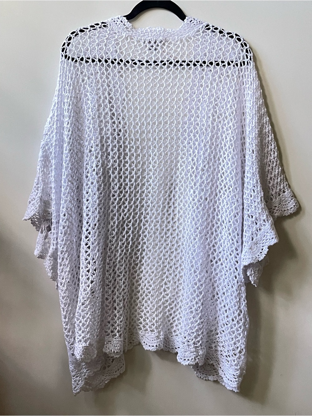 Jessica London White Crochet Open Front Cardigan Cover-Up Boho Lace Kimono Top - Picture 3 of 9
